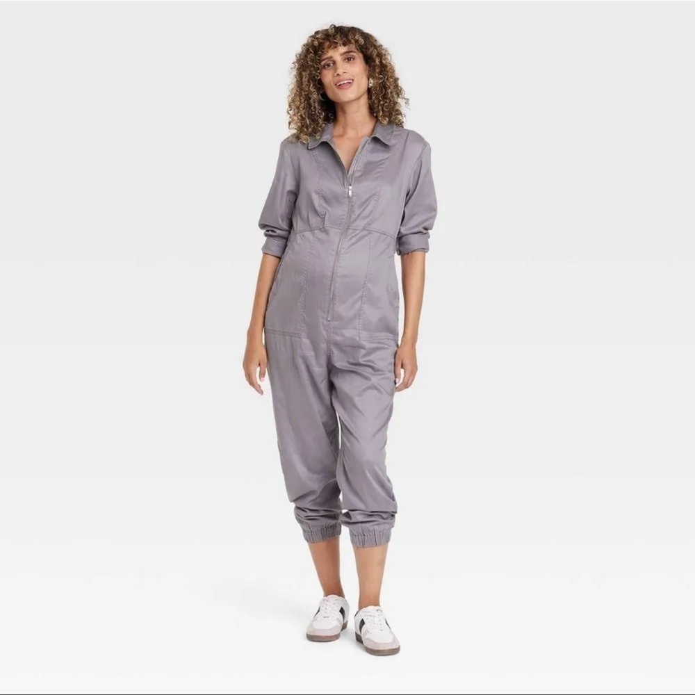 Woven Long Sleeve Maternity Jumpsuit - Isabel Maternity by Ingrid & Isabel